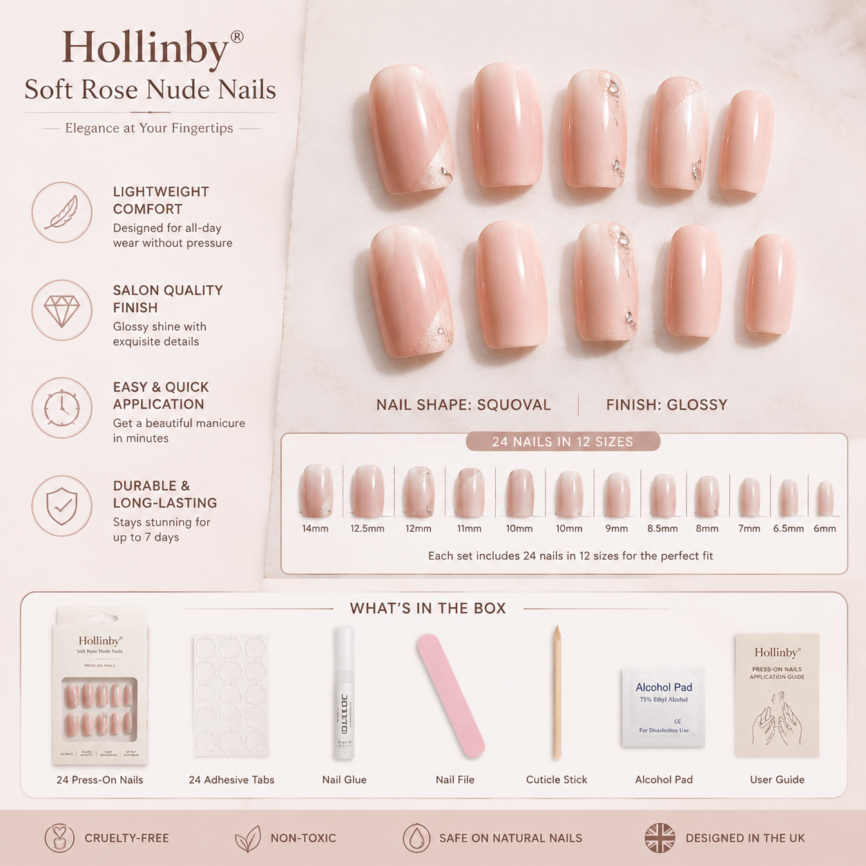Hollinby® Soft Rose Nude Nails