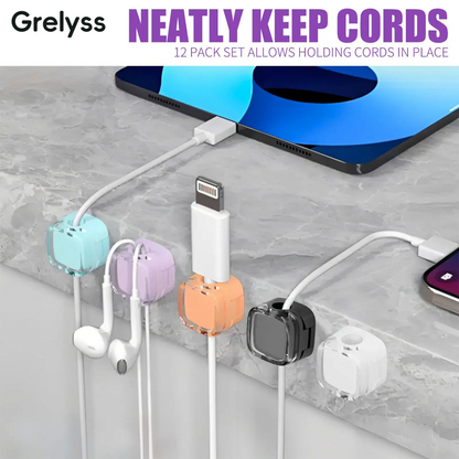 Magnetic Cord Organizer Holder, 6 Pack Wall Mounted Cable Clips, Desktop Cable Organizer Storage Management Clip, Home Organizer for Office Desk