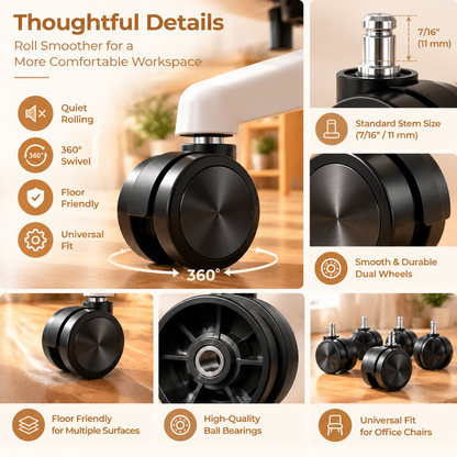 Hollinby Universal Office Chair Caster Wheels