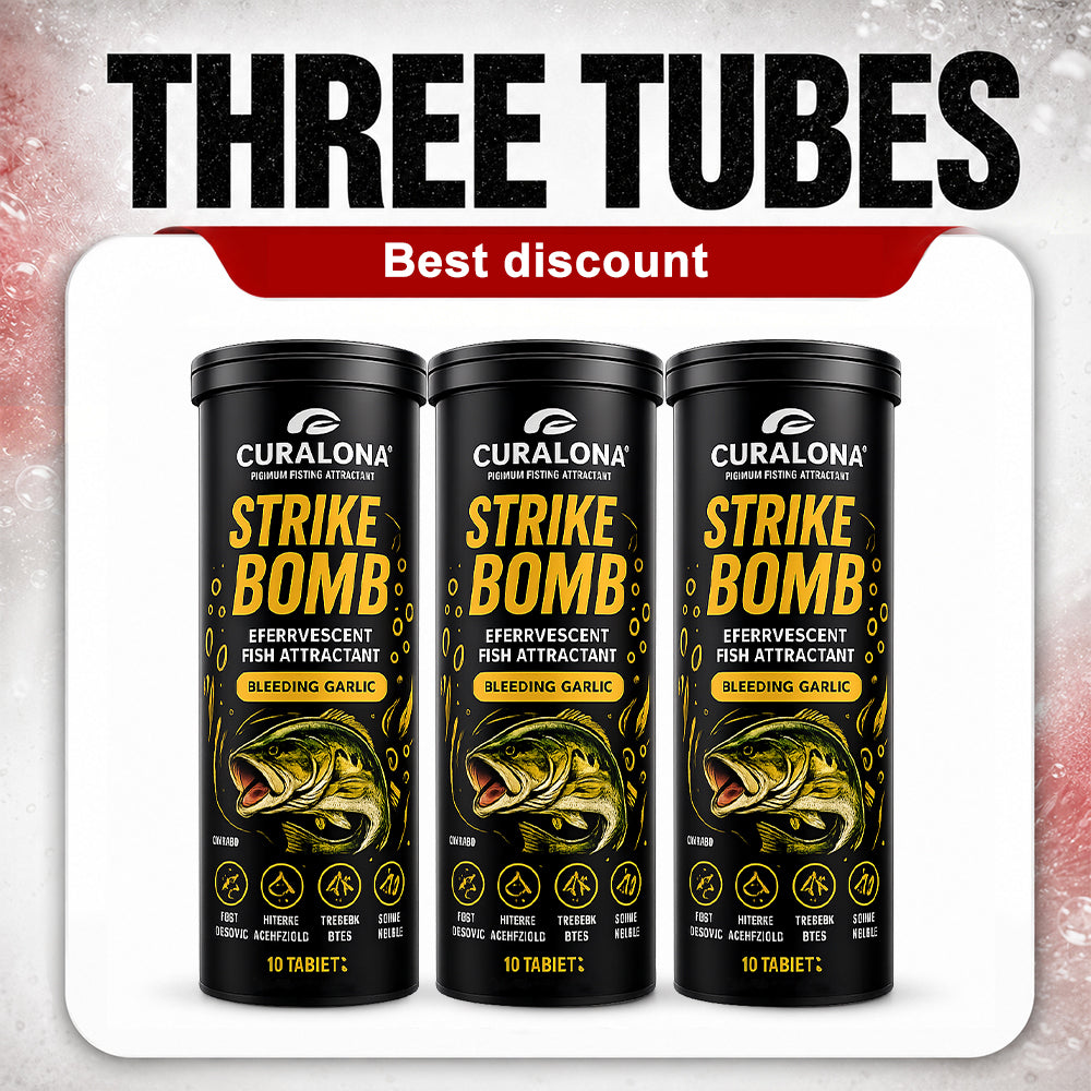 🔥Last Day 75% OFF🔥 |✅Curalona® Strike Bombs — New Freshwater & Saltwater Fizzing Bait Booster with Scent & Color-Cloud Action