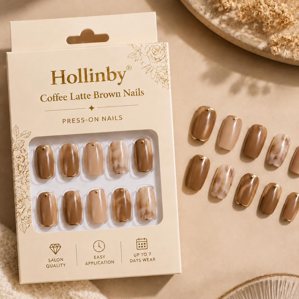 Hollinby® Coffee Latte Brown Nails