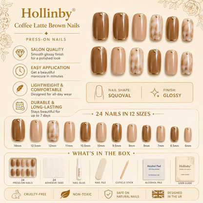 Hollinby® Coffee Latte Brown Nails