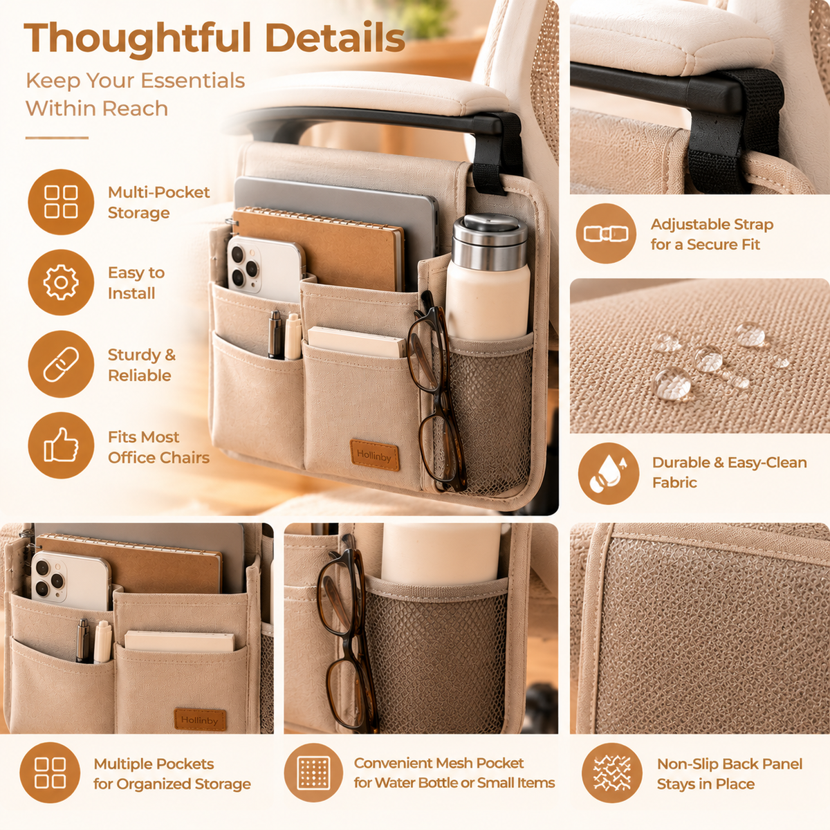 Hollinby Hanging Chair Side Pocket Organizer