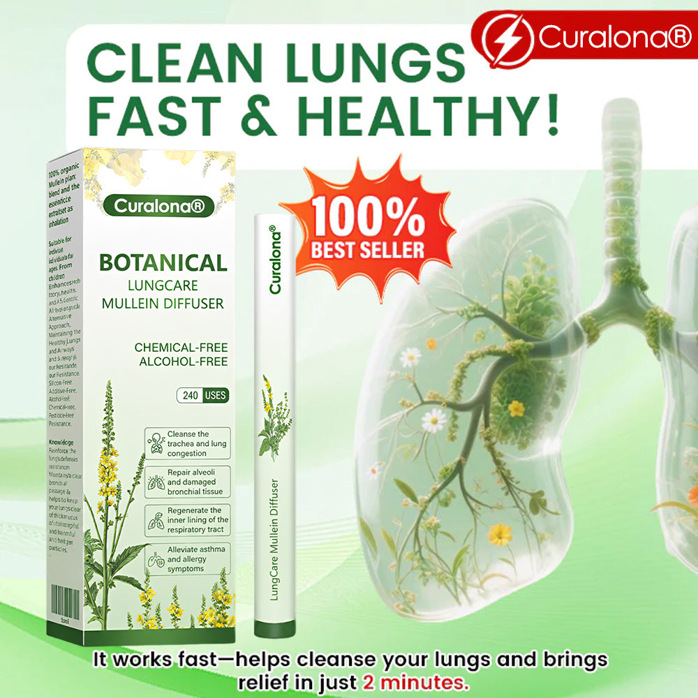 Curalona® Botanical LungCare Mullein Diffuser — Fast, Gentle Breathing Support for Cough, Phlegm & Chest Tightness