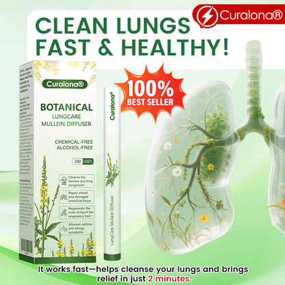 Curalona® Botanical LungCare Mullein Diffuser — Fast, Gentle Breathing Support for Cough, Phlegm & Chest Tightness