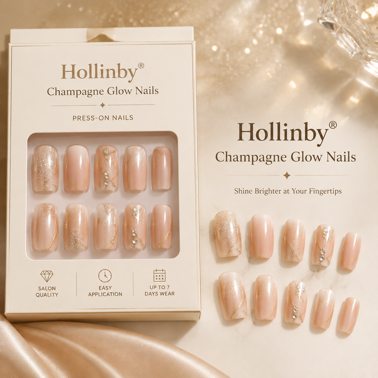Hollinby® Champagne Glow Nails