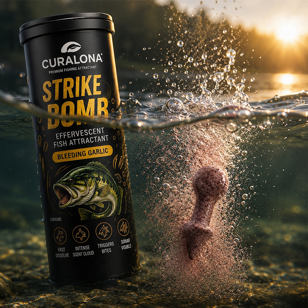🔥Last Day 75% OFF🔥 |✅Curalona® Strike Bombs — New Freshwater & Saltwater Fizzing Bait Booster with Scent & Color-Cloud Action