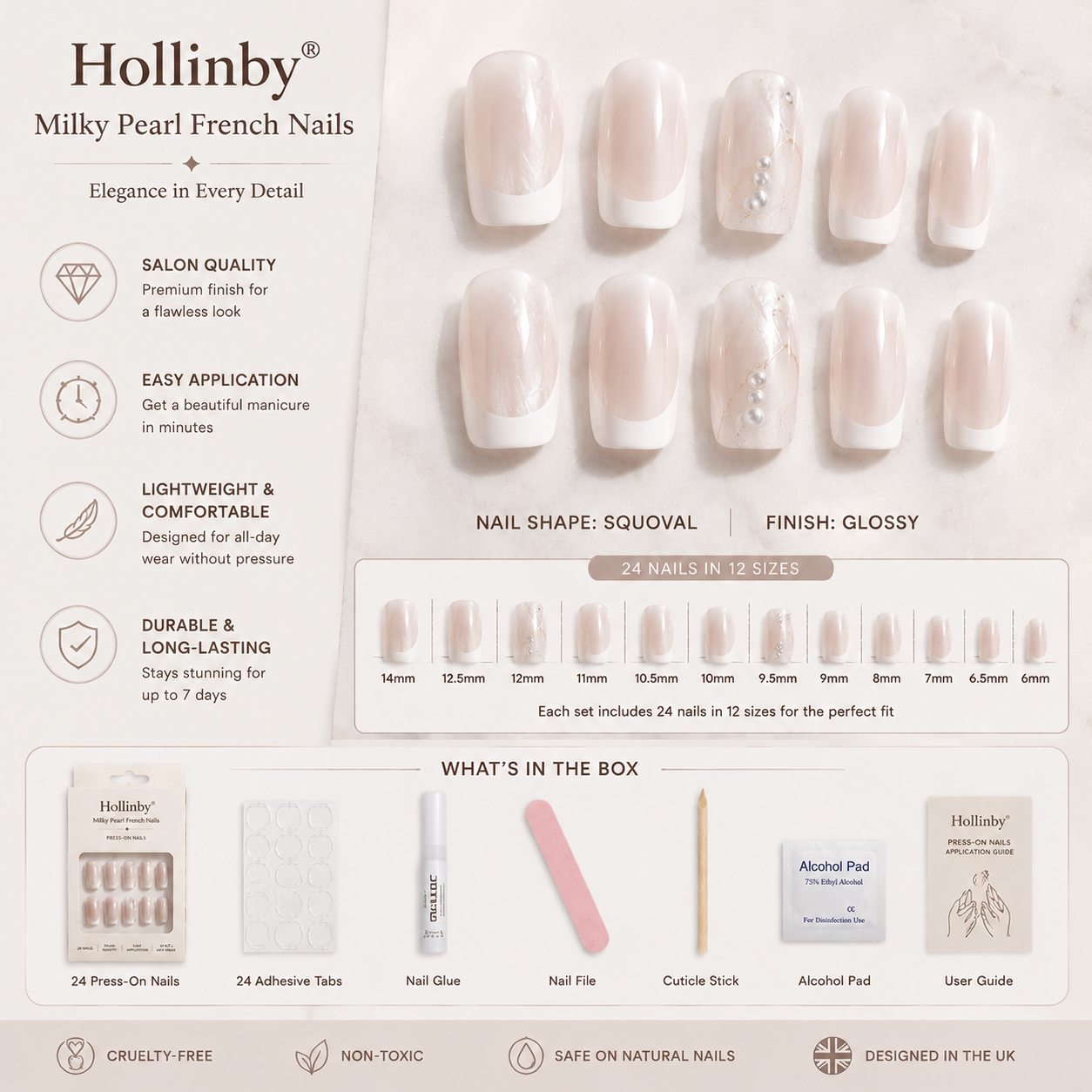 Hollinby® Milky Pearl French Nails