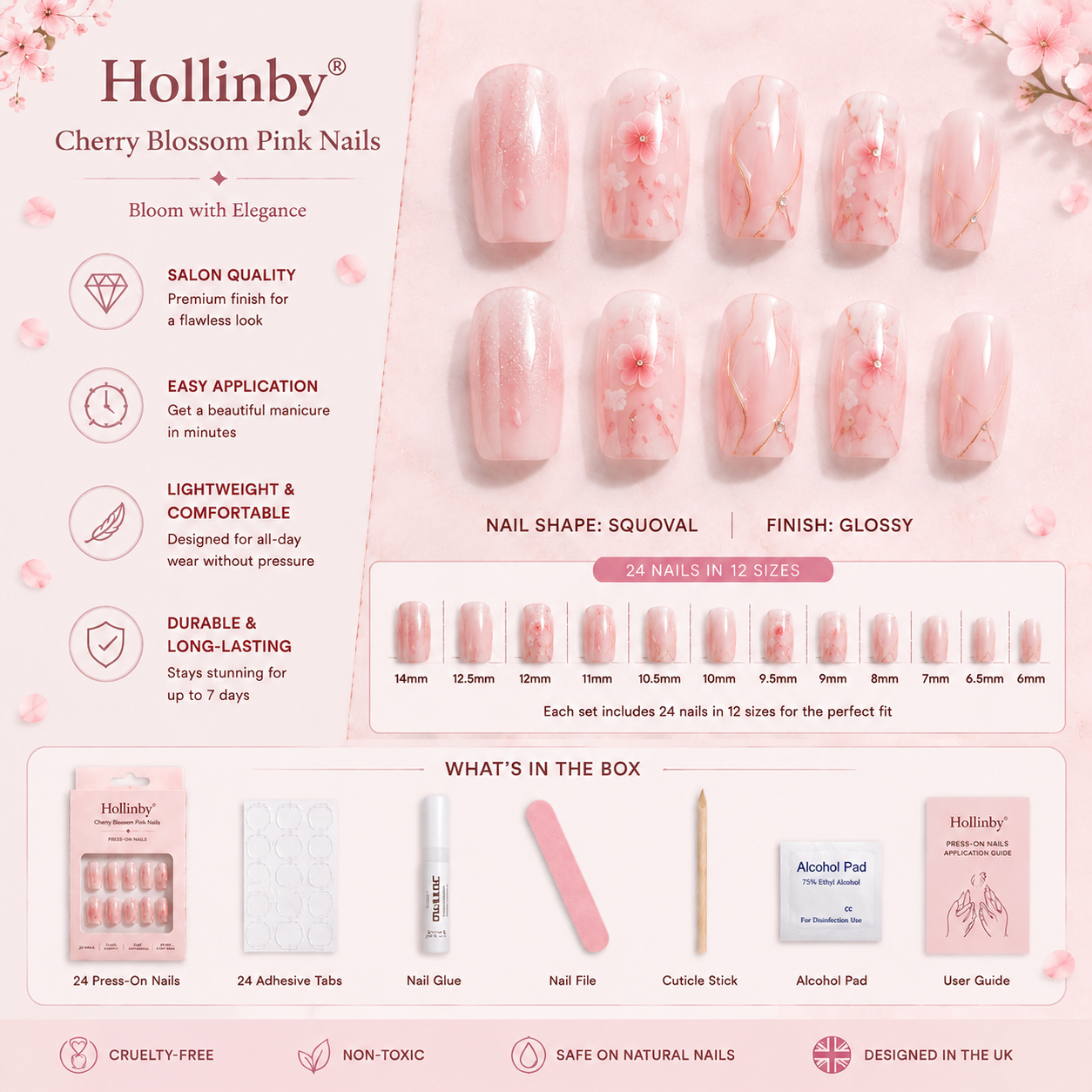 Hollinby® Cherry Blossom Pink Nails