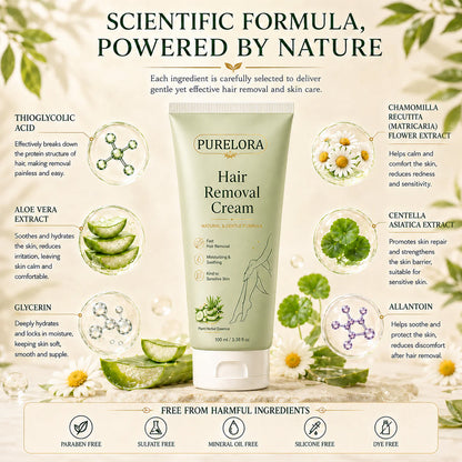 PURELORA® Painless Depilatory Cream – No Razor Bumps, No Harsh Odor