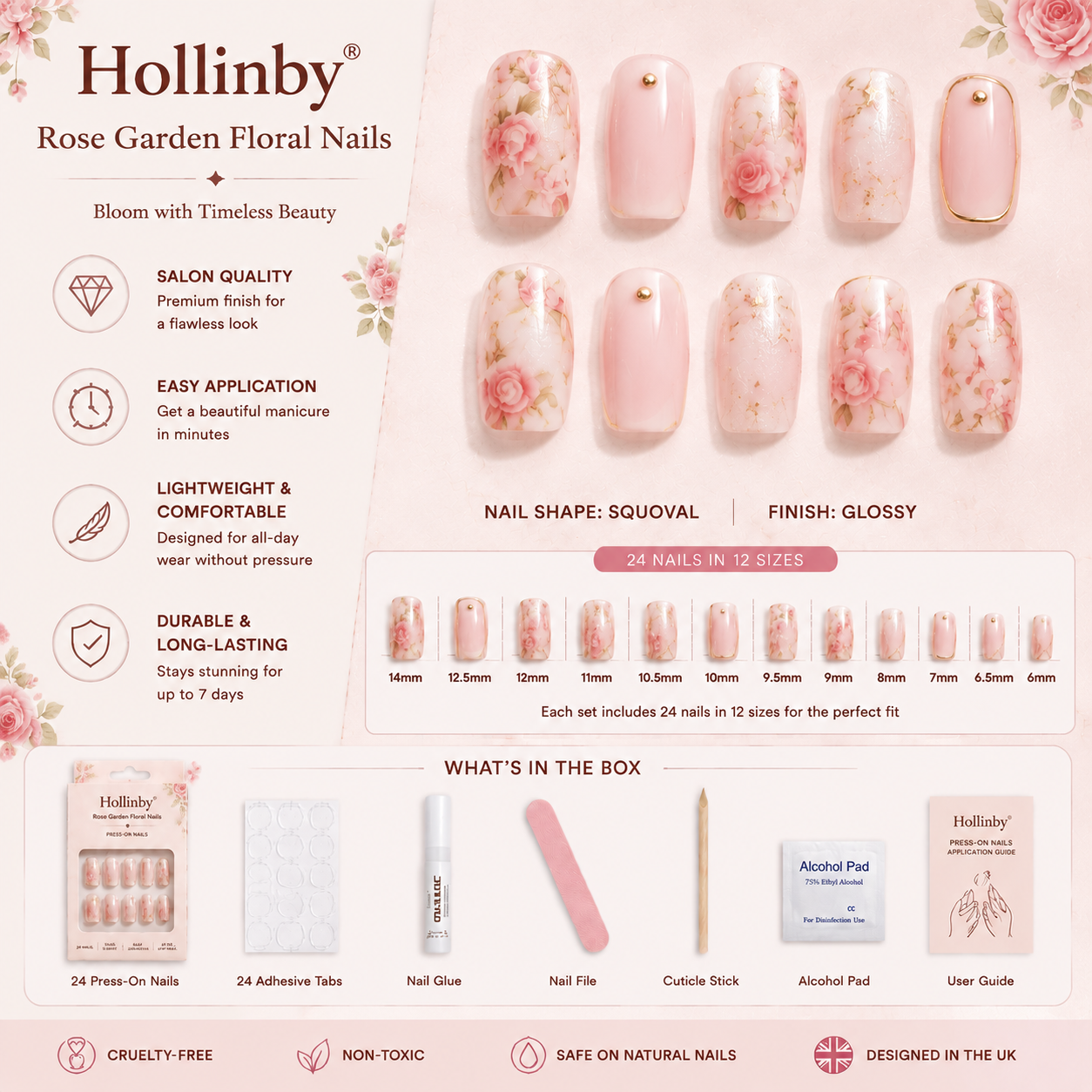 Hollinby® Rose Garden Floral Nails