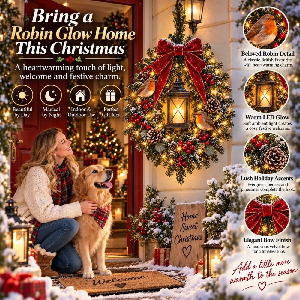 49% OFF-A Robin Glow – Lighted Robin Christmas Wreath