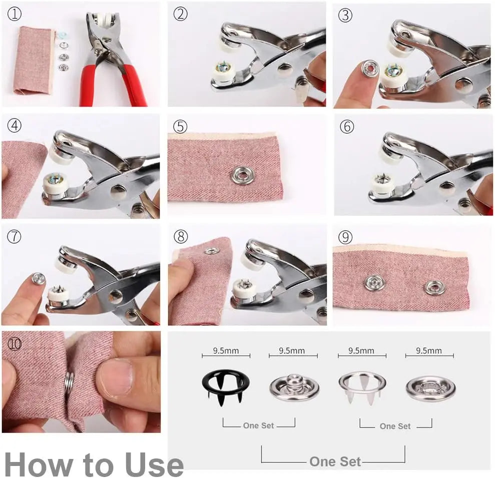 804 Count Snap Fasteners Tool Kit Hollow and Solid Metal Prong Snaps Buttons with Setting Tool for Clothing Crafting Sewing,Leather Snaps Buttons for Jeans Wears Bags