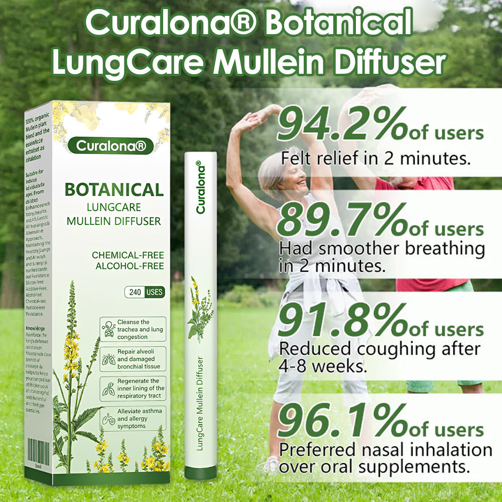 Curalona® Botanical LungCare Mullein Diffuser — Fast, Gentle Breathing Support for Cough, Phlegm & Chest Tightness
