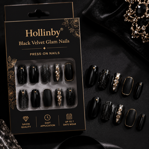 Hollinby® Black Velvet Glam Nails