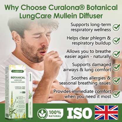Curalona® Botanical LungCare Mullein Diffuser — Fast, Gentle Breathing Support for Cough, Phlegm & Chest Tightness