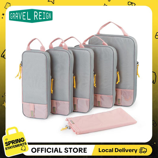 Gravelreign Compression Packing Cubes for Suitcases - 6 Set Travel Organizer Polyester Cubes for Luggage Organization SpringStatements