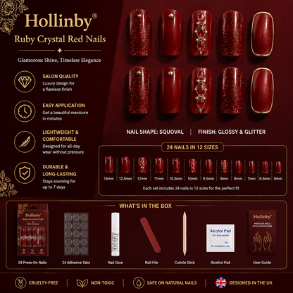 Hollinby® Ruby Crystal Red Nails