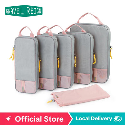 Gravelreign Compression Packing Cubes for Suitcases - 6 Set Travel Organizer Polyester Cubes for Luggage Organization SpringStatements