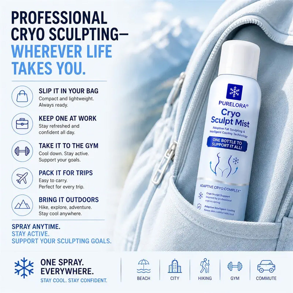 PURELORA® Cryo Sculpt Mist 4-in-1: Adaptive fat-sculpting technology, intelligent cooling, skin defense, and freshness.