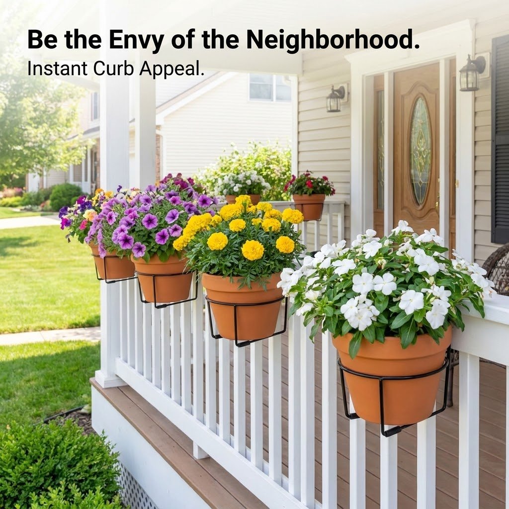 💥 Limited Deal – Railing Plant Hanger 🌼 Heavy Duty, No Drill