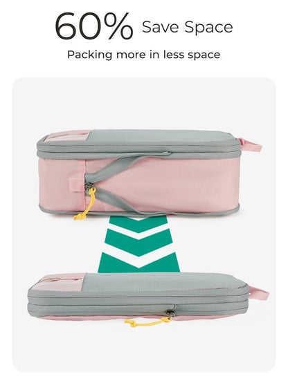 Gravelreign Compression Packing Cubes for Suitcases - 6 Set Travel Organizer Polyester Cubes for Luggage Organization SpringStatements