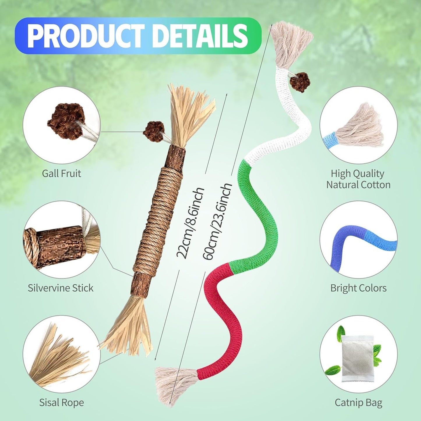 Mresio®🔥😻 Cat Toys Chew Rope & Silvervine Sticks for Bored Indoor Adult Cats